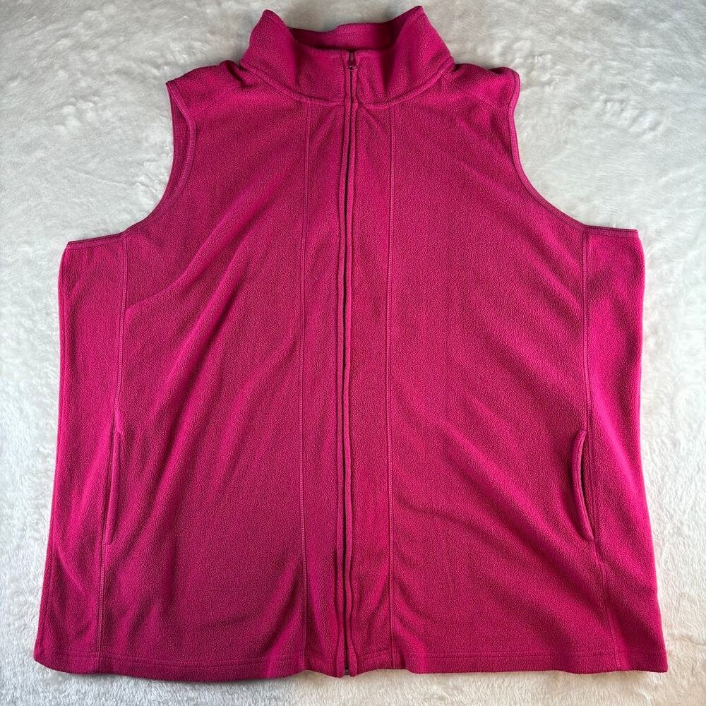Woman Within Fleece Vest Women's 1X Fleece Pink Cozy